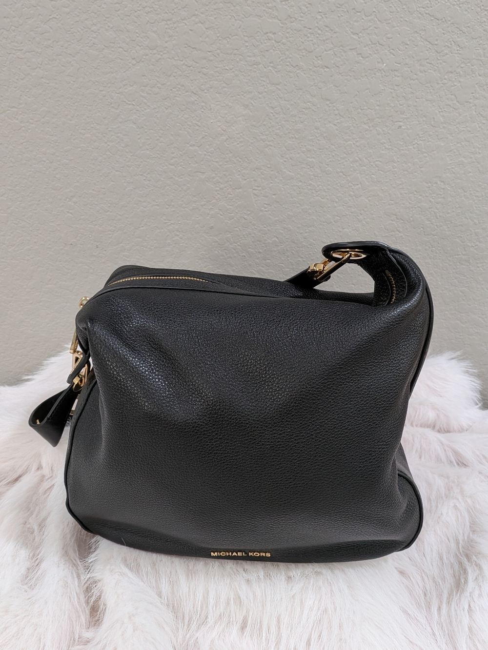 Michael Kors Black Pebbled Leather Hobo Bag